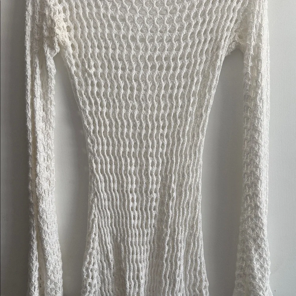 ViX Paula Hermanny Size Small Belle Crochet Knit Long Sleeve Cover-Up Women Swim - Picture 4 of 16